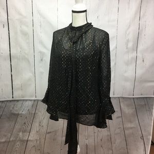 Trina Turk Shields Sheer Blouse Black